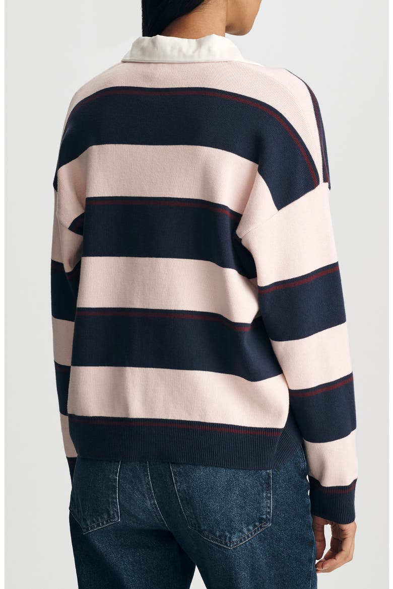 Stripe Rugby Polo Sweater, Alternate, color, PEACOAT STRIPE