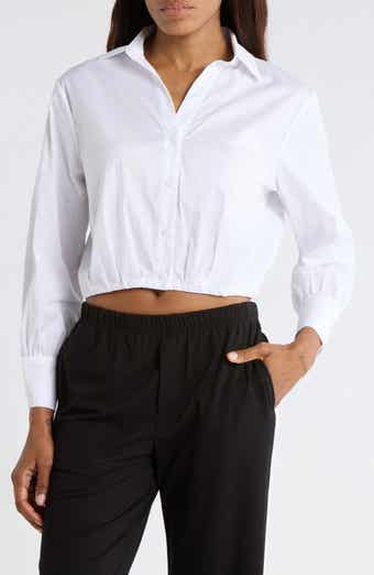 JASON WU Long Sleeve Elastic Hem Button-Up Shirt