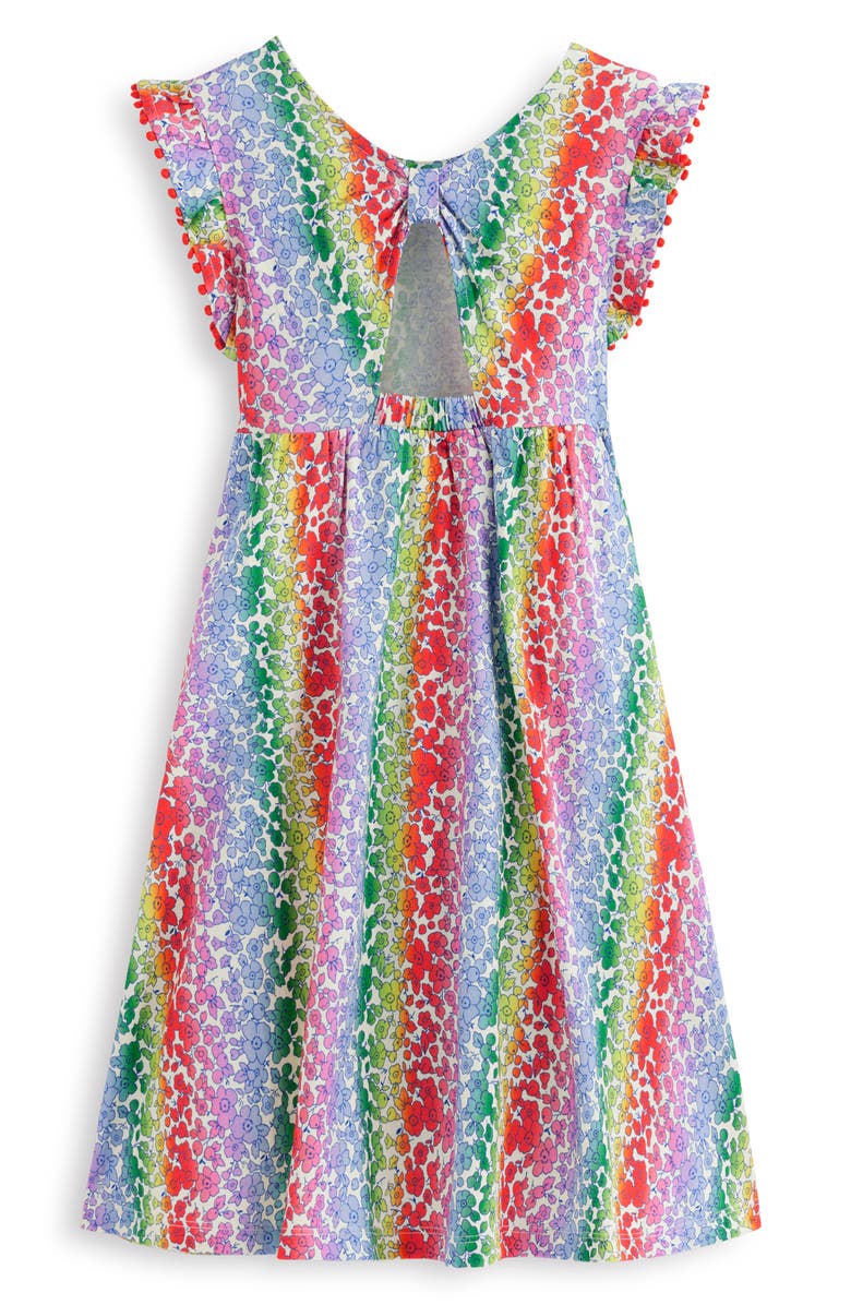 Mini Boden Kids' Bow Back Jersey Dress, Alternate, color, Rainbow Ombre Flowerbed
