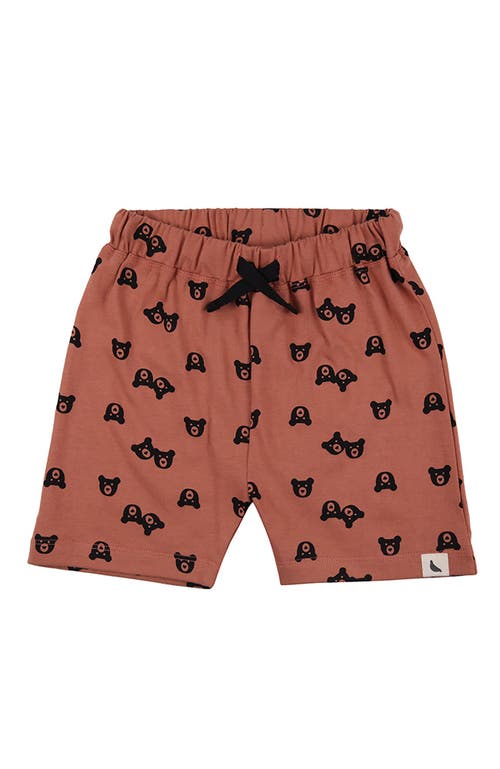 Turtledove London Kids Organic Cotton Bear Print Shorts In Brown