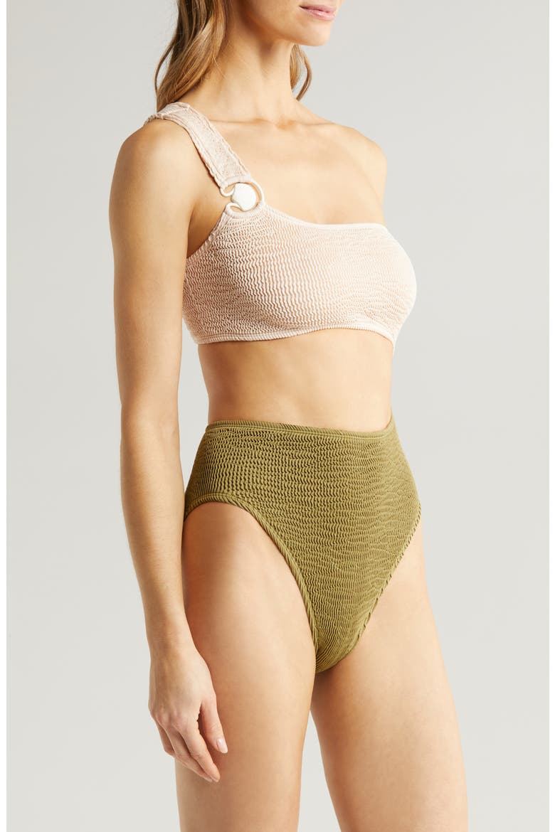 Cutout One-Shoulder One-Piece Swimsuit, Alternate, color, SHELL/ MOSS