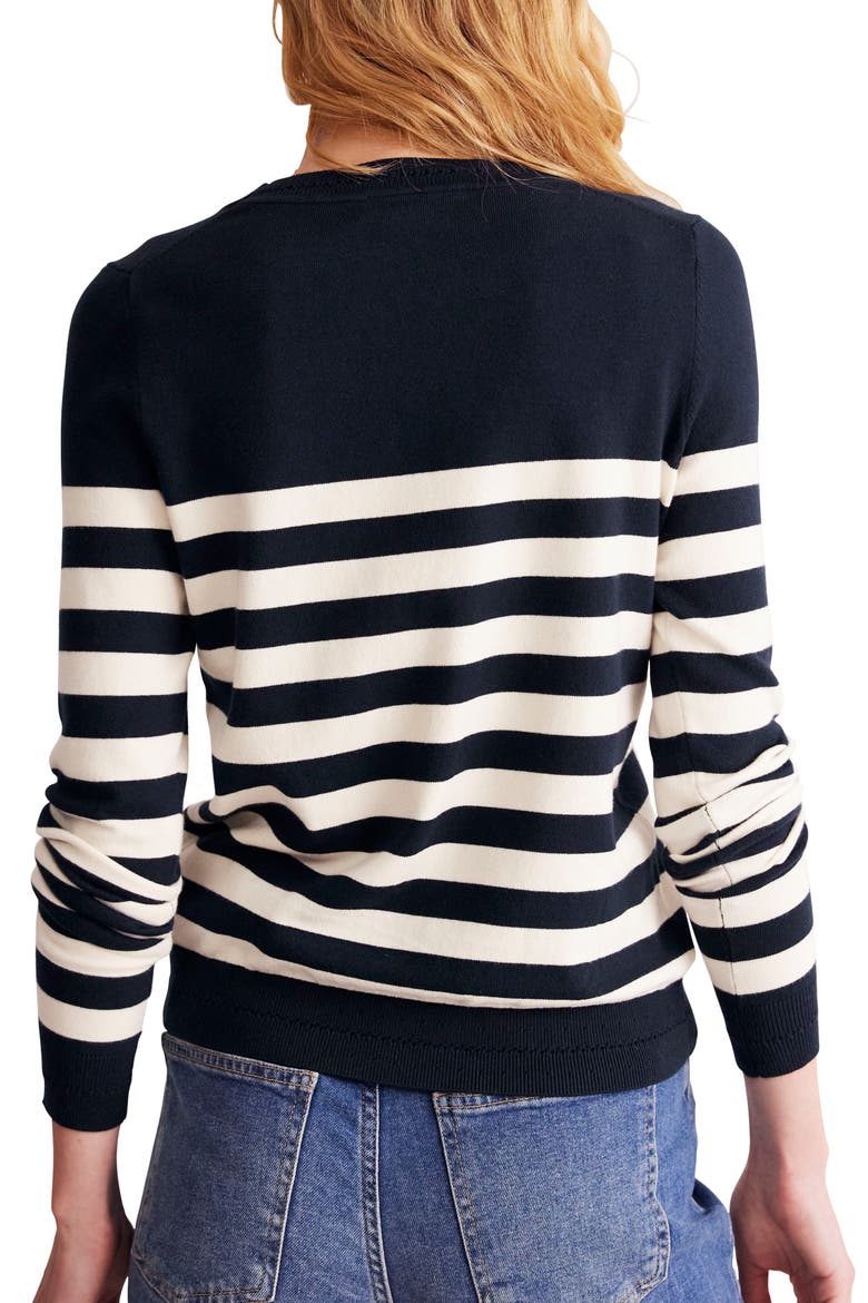 Catriona Stripe Cotton Blend Sweater, Alternate, color, NAVY/ IVORY