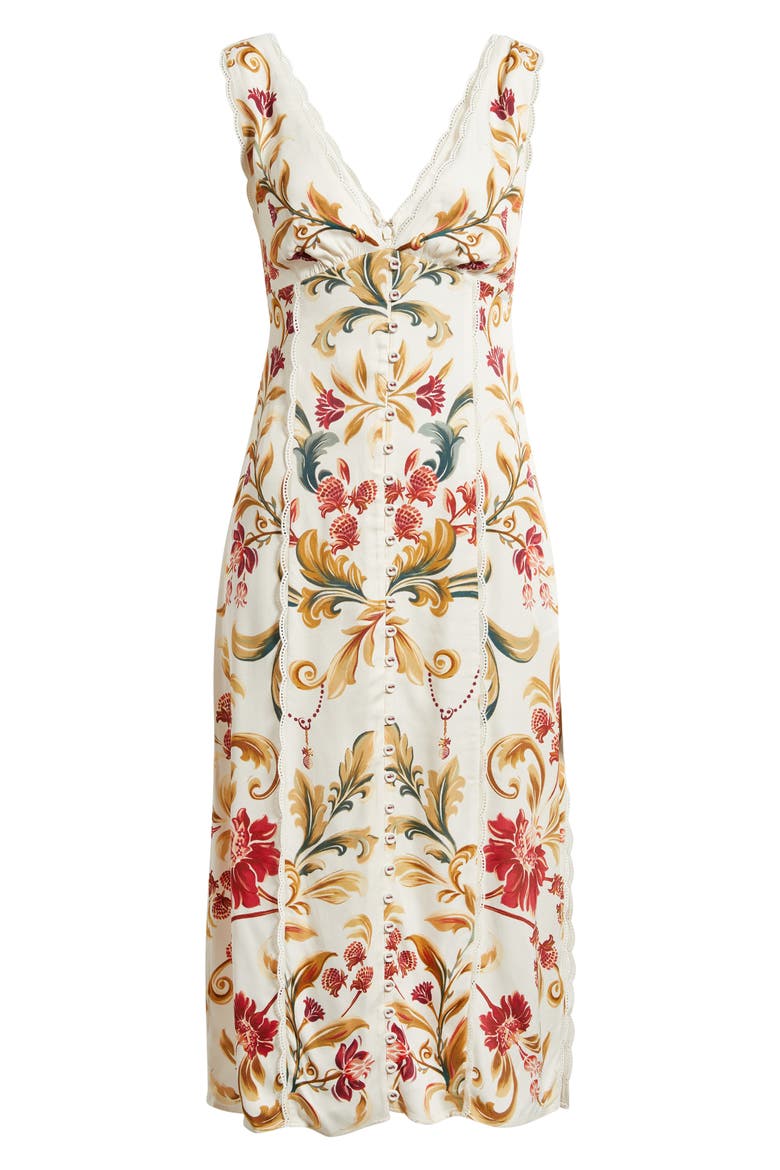Royal Garden Print Sleeveless Satin Dress, Alternate, color, ROYAL GARDEN CREAM