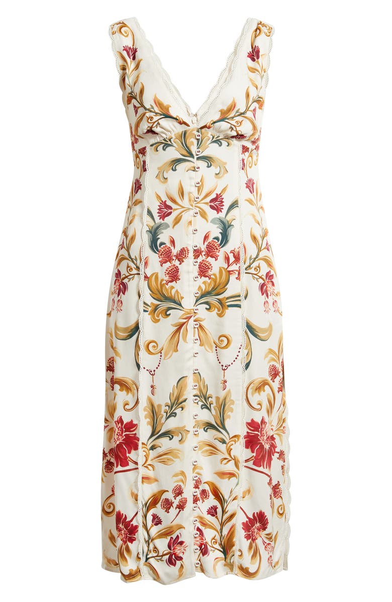 FARM Rio Royal Garden Print Sleeveless Satin Dress, Alternate, color, Royal Garden Cream