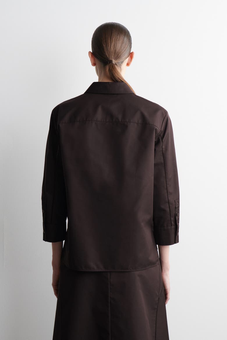 Embroidered Cotton Shirt, Alternate, color, DARK BROWN