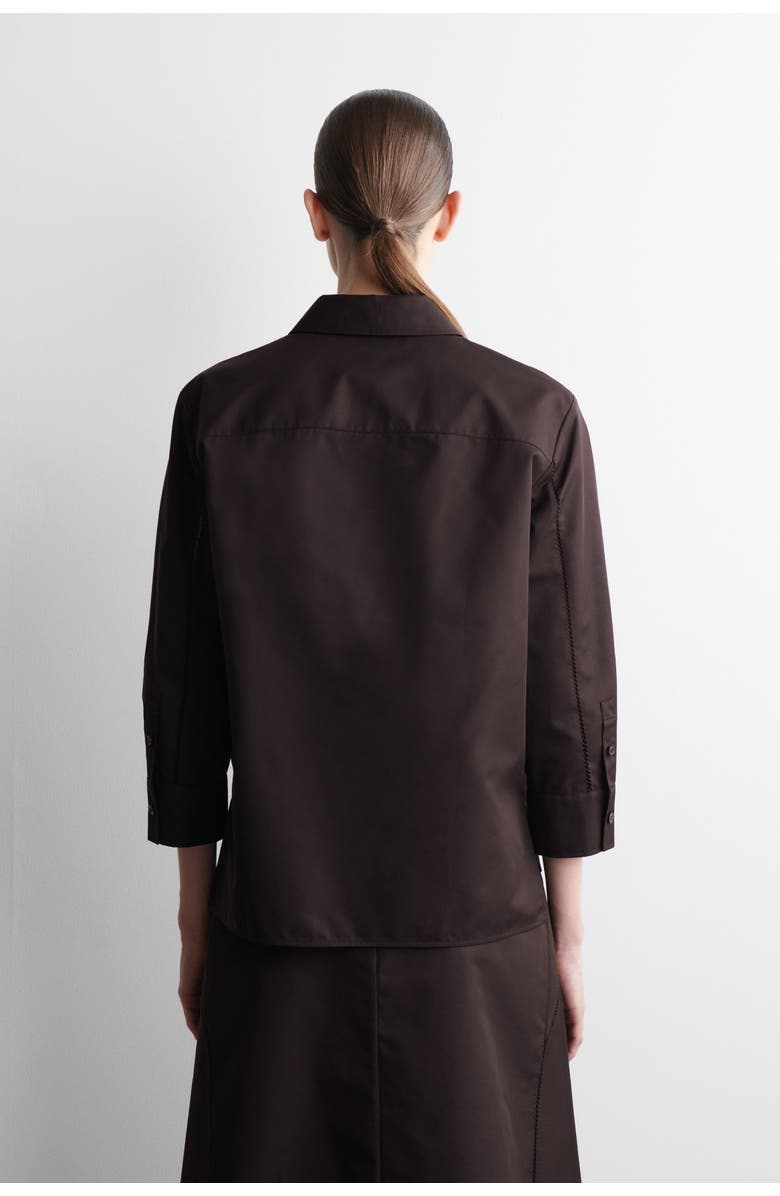 COS Embroidered Cotton Shirt, Alternate, color, Dark Brown