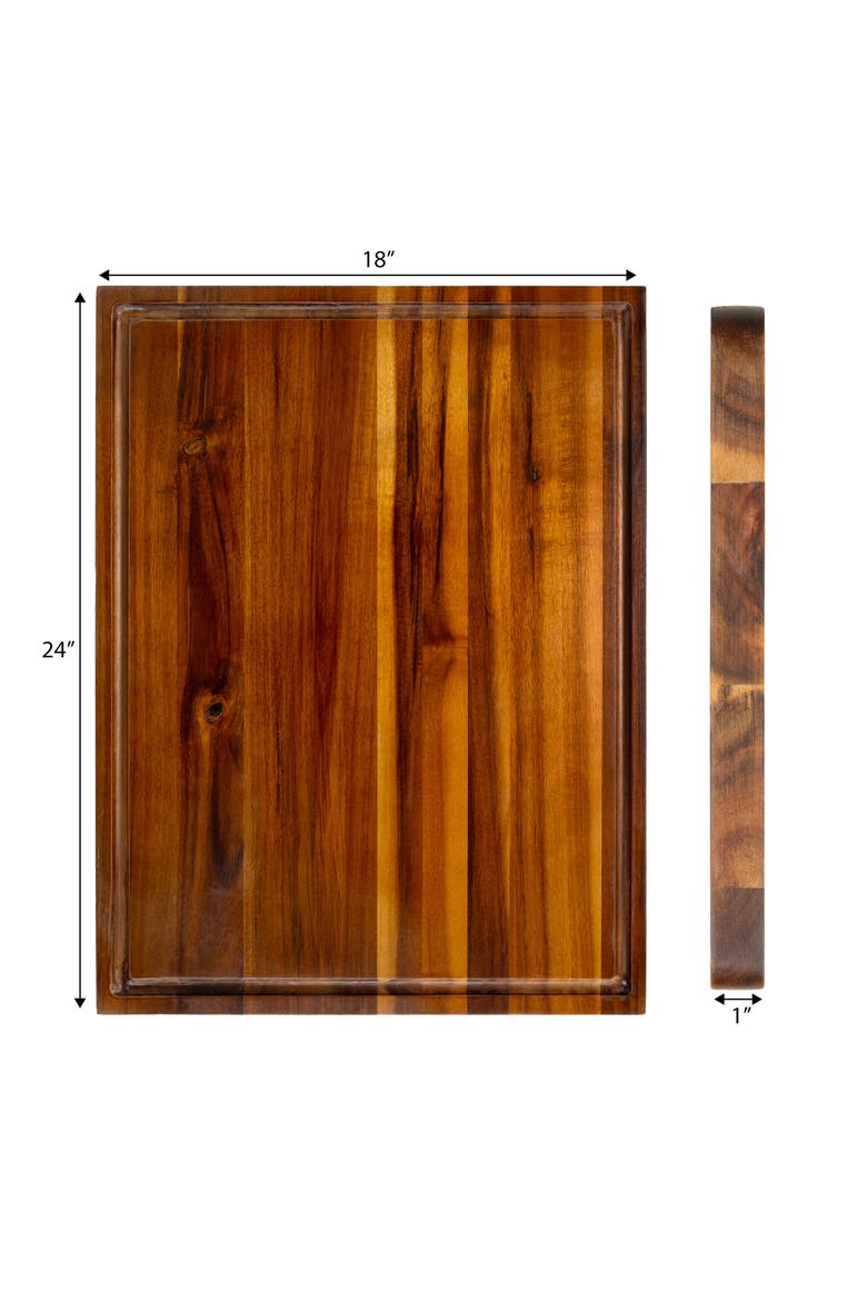 Eldridge Extra Large Handcrafted Acacia Wood Grain Thick Reversible Cutting Board with Juice Grooves, Alternate, color, Brown