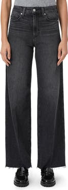 PAIGE Anessa Raw Hem High Waist Wide Leg Jeans