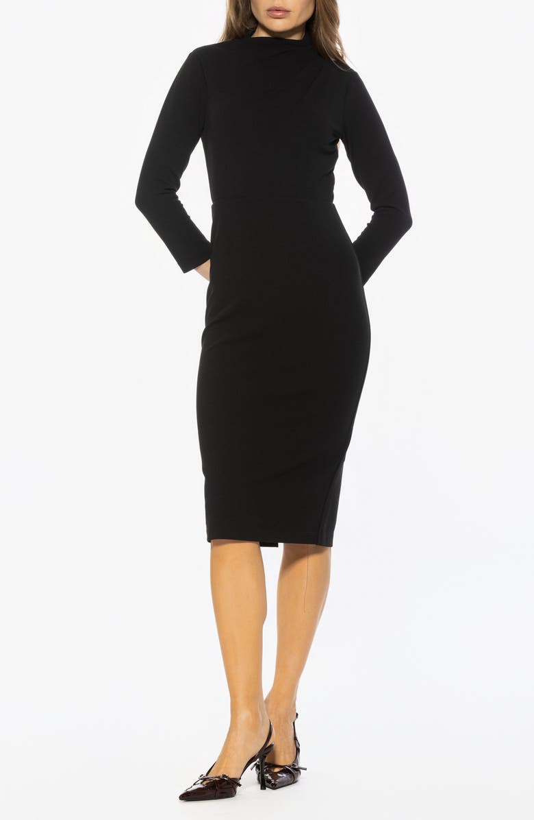 Alexia Admor Mika Long Sleeve Midi Dress, Main, color, Black