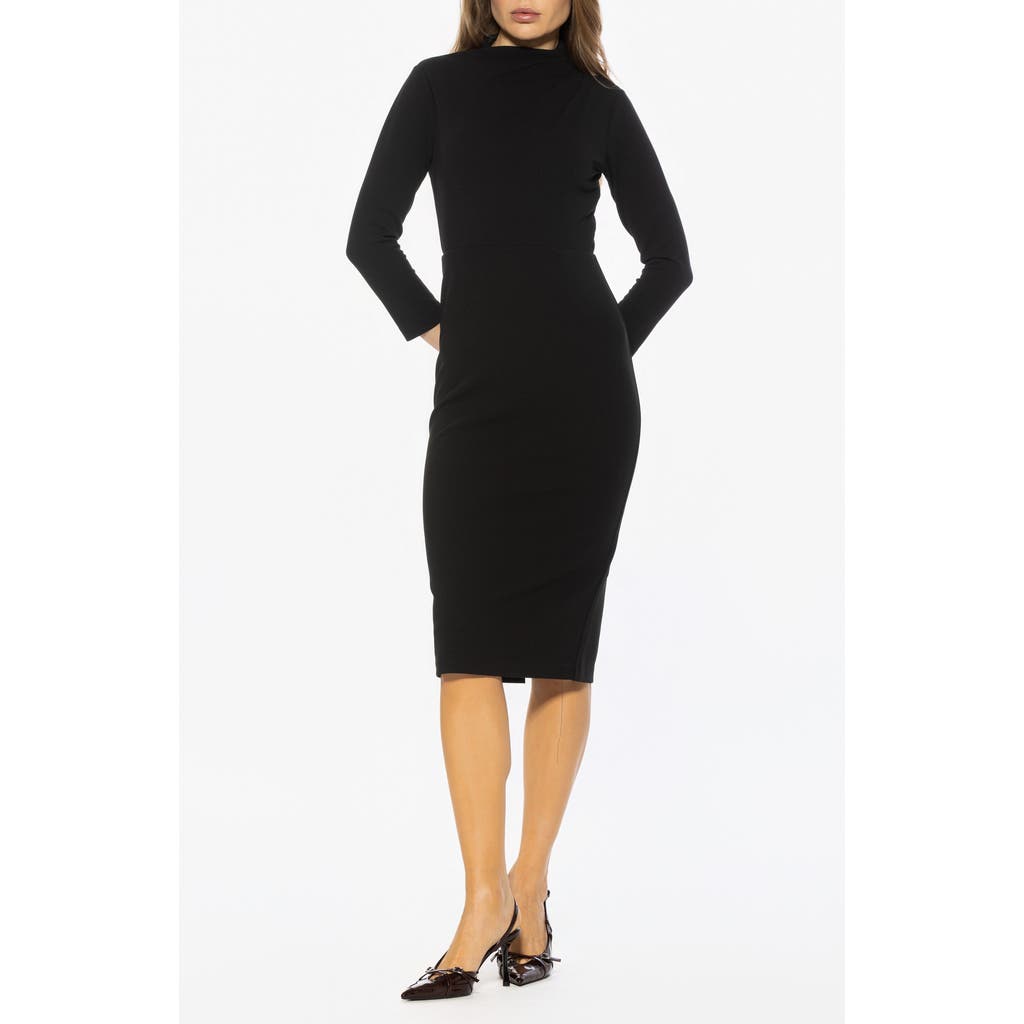 Alexia Admor Mika Long Sleeve Midi Dress In Black