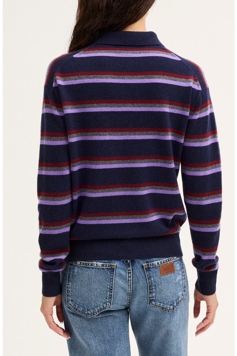SoftWool Polo Sweater, Alternate, color, NAVY AND MERLOT MULTI STRIPE
