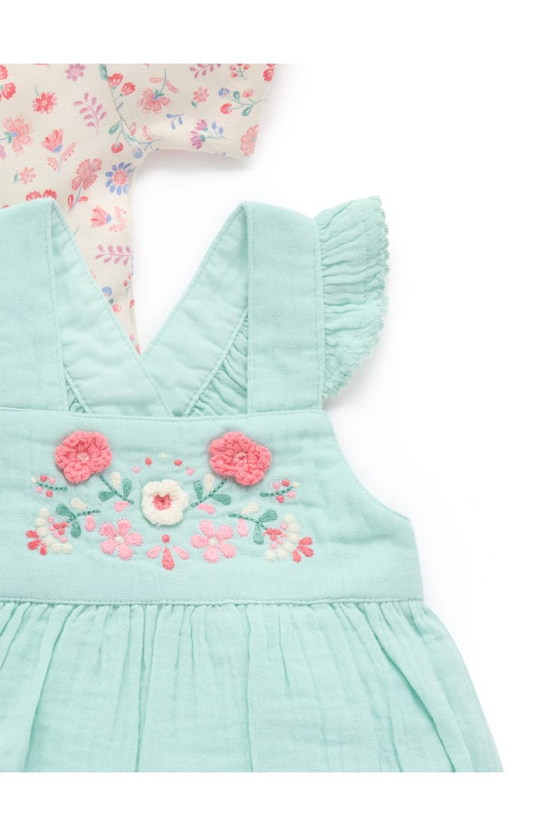 Purebaby Embroidered Overall Set, Alternate, color, Aloe