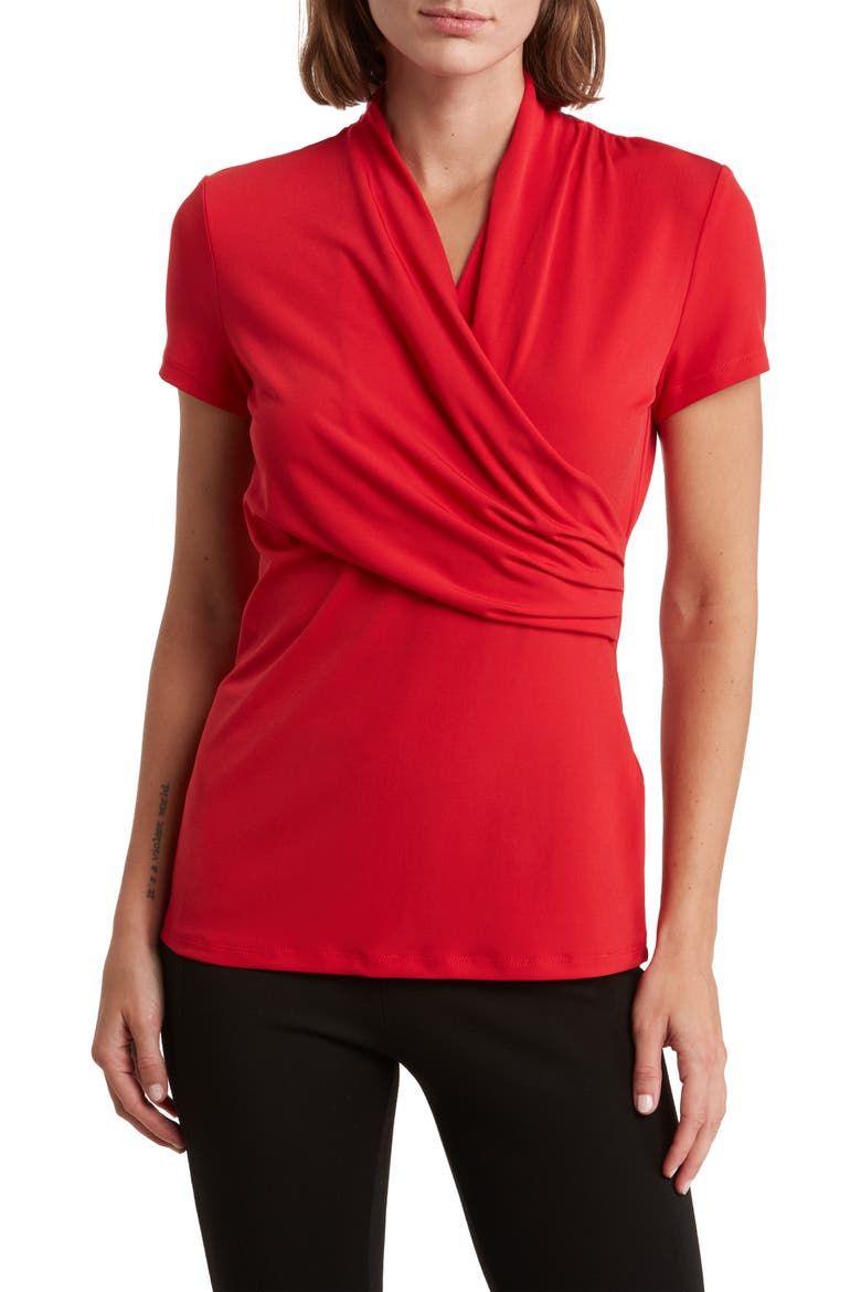 Cowl Neck Side Ruched Top, Main, color, POPPY