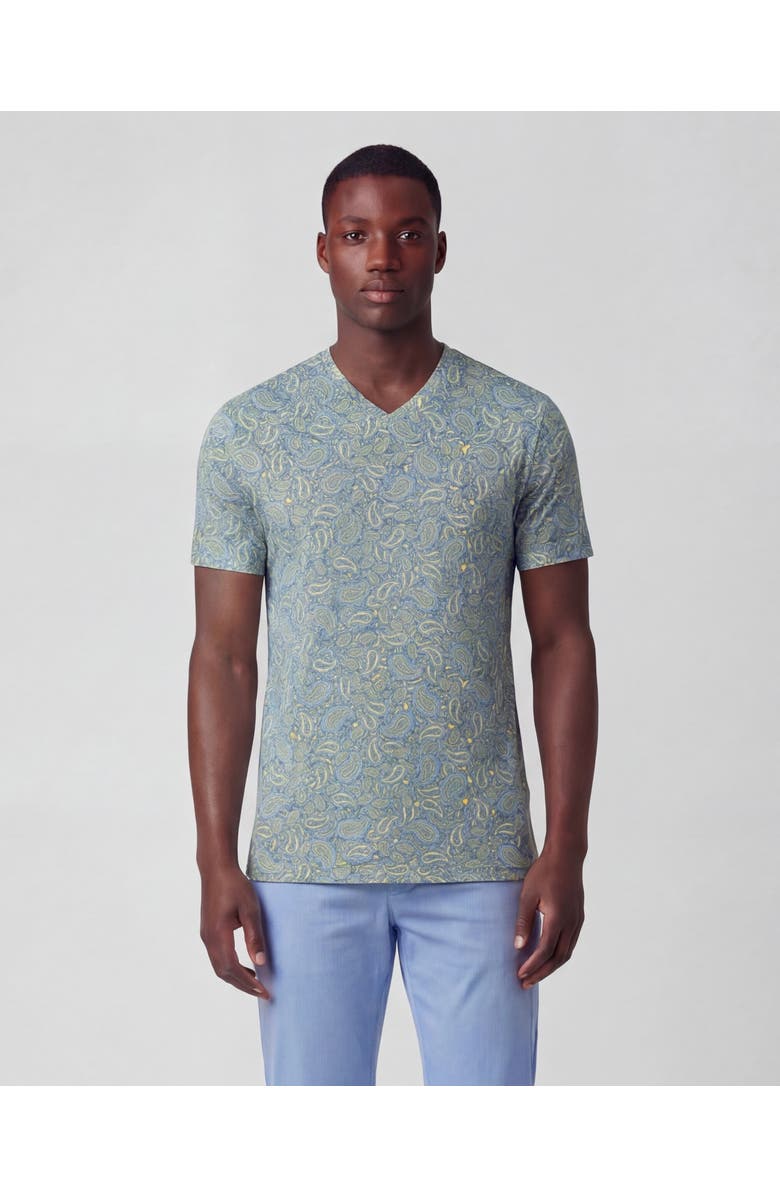 Lords of Harlech Paisley Pile Mens Vneck Tee, Main, color, Paisley Pile Sunshine