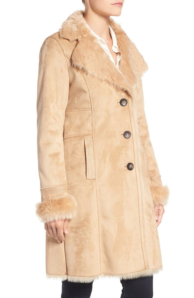 Belle Badgley Mischka Badgley Mischka Faux Shearling Lined Coat, Alternate, color,