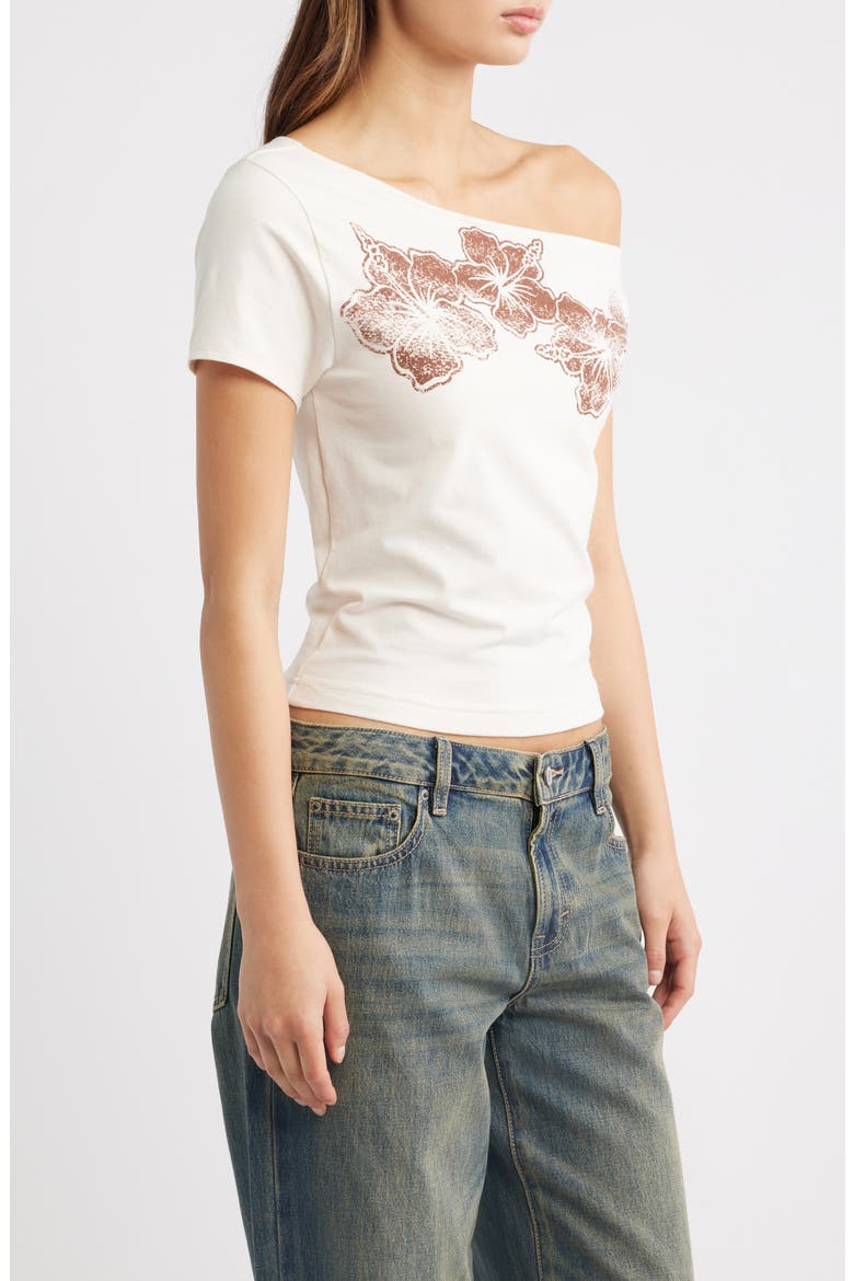 Hibiscus Off the Shoulder Top, Alternate, color, OFF WHITE