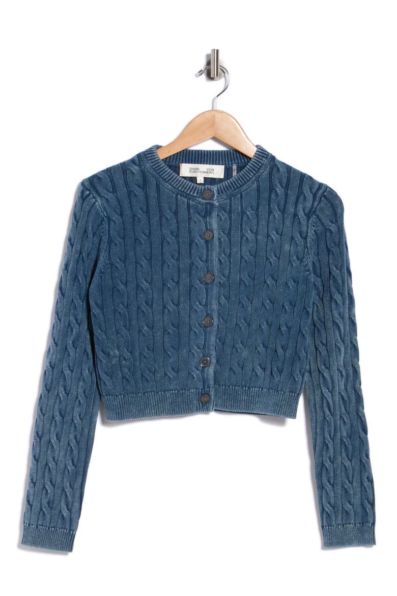 Bruce Cable Knit Cardigan, Main, color, WASHED DENIM BLUE