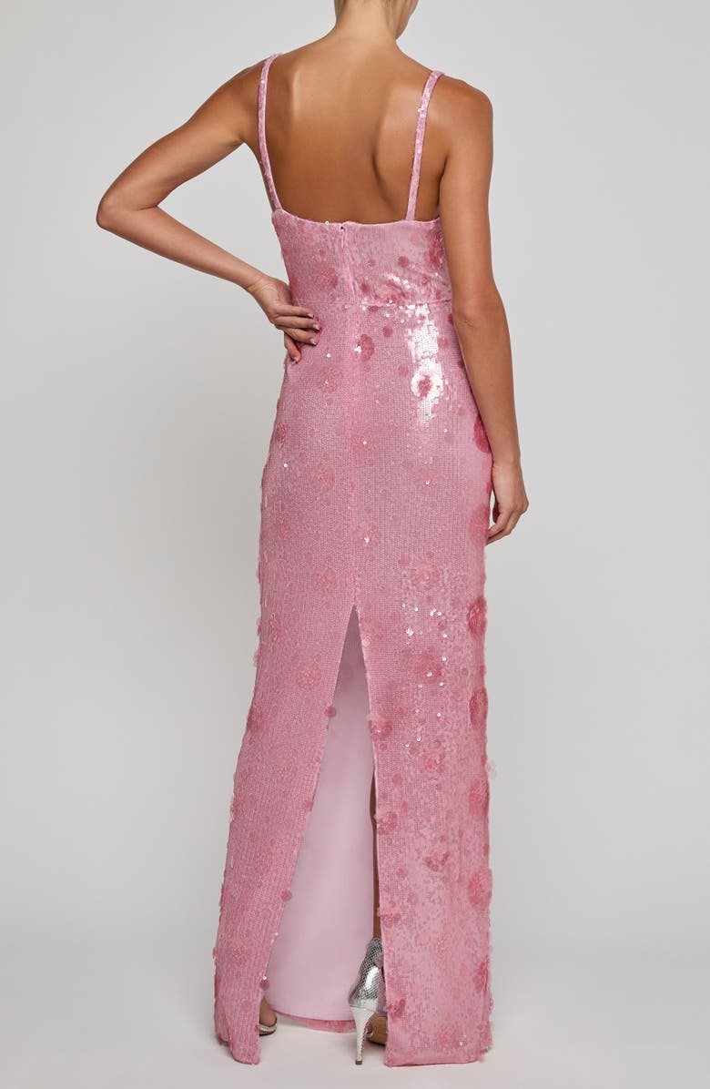 L'AGENCE Karma Floral Sequin Maxi Dress, Alternate, color, Light Rose Sequin