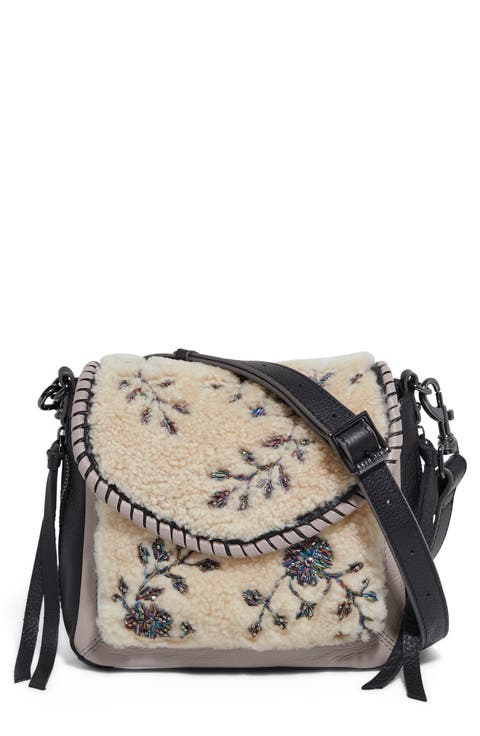 All for Love Embellished Genuine Shearling Crossbody Bag