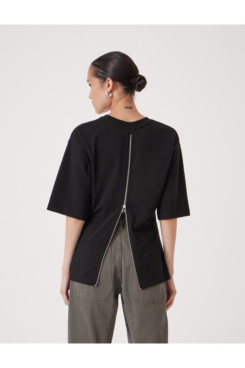 Zip Detail Short Sleeve T-Shirt, Alternate, color, Black