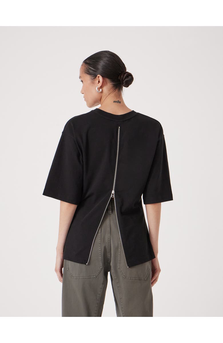 Hush Zip Detail Short Sleeve T-Shirt, Alternate, color, Black