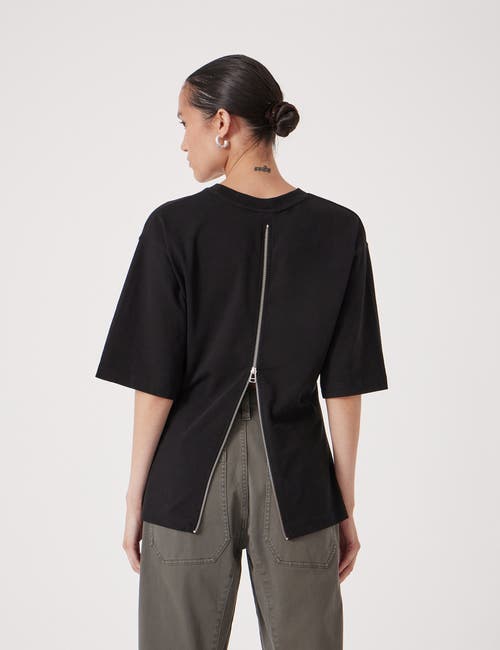 Hush Zip Detail Short Sleeve T-shirt In Black