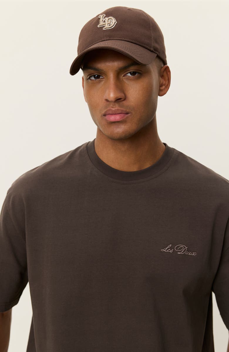 Les Deux Crewneck Logo T-Shirt, Alternate, color, Turkish Coffee Brown