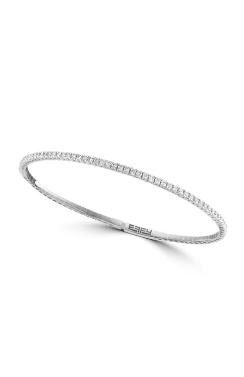 14K White Gold Celestial Diamond Bangle