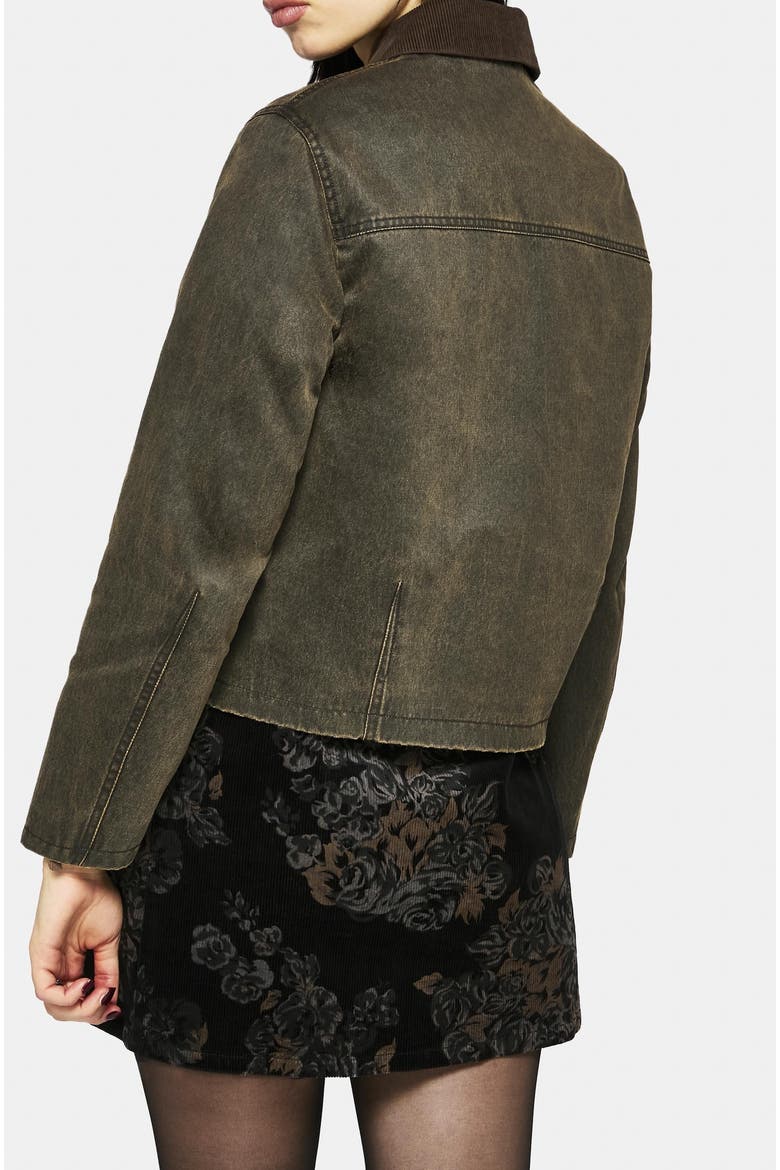 Cropped Waxed Coat, Alternate, color, Brown