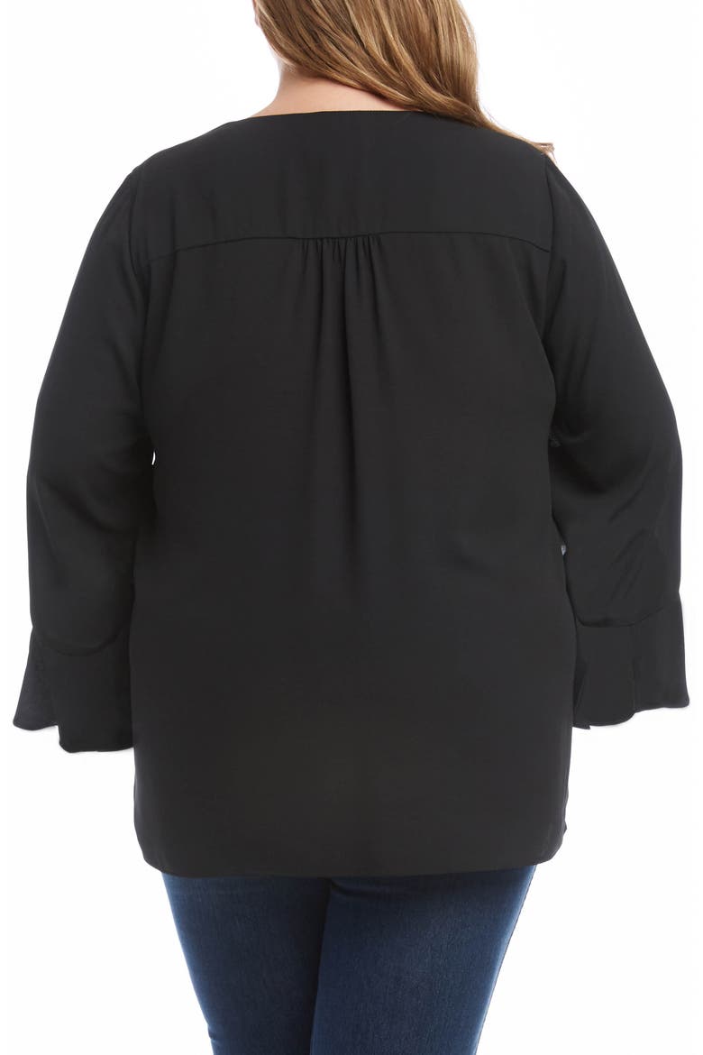 Crossover Ruffle Sleeve Top, Alternate, color, BLACK