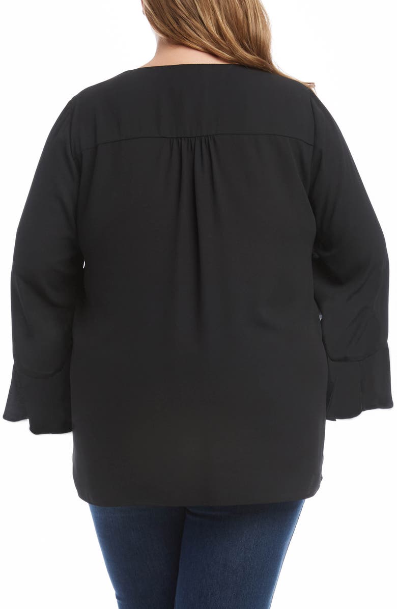 Karen Kane Crossover Ruffle Sleeve Top, Alternate, color,