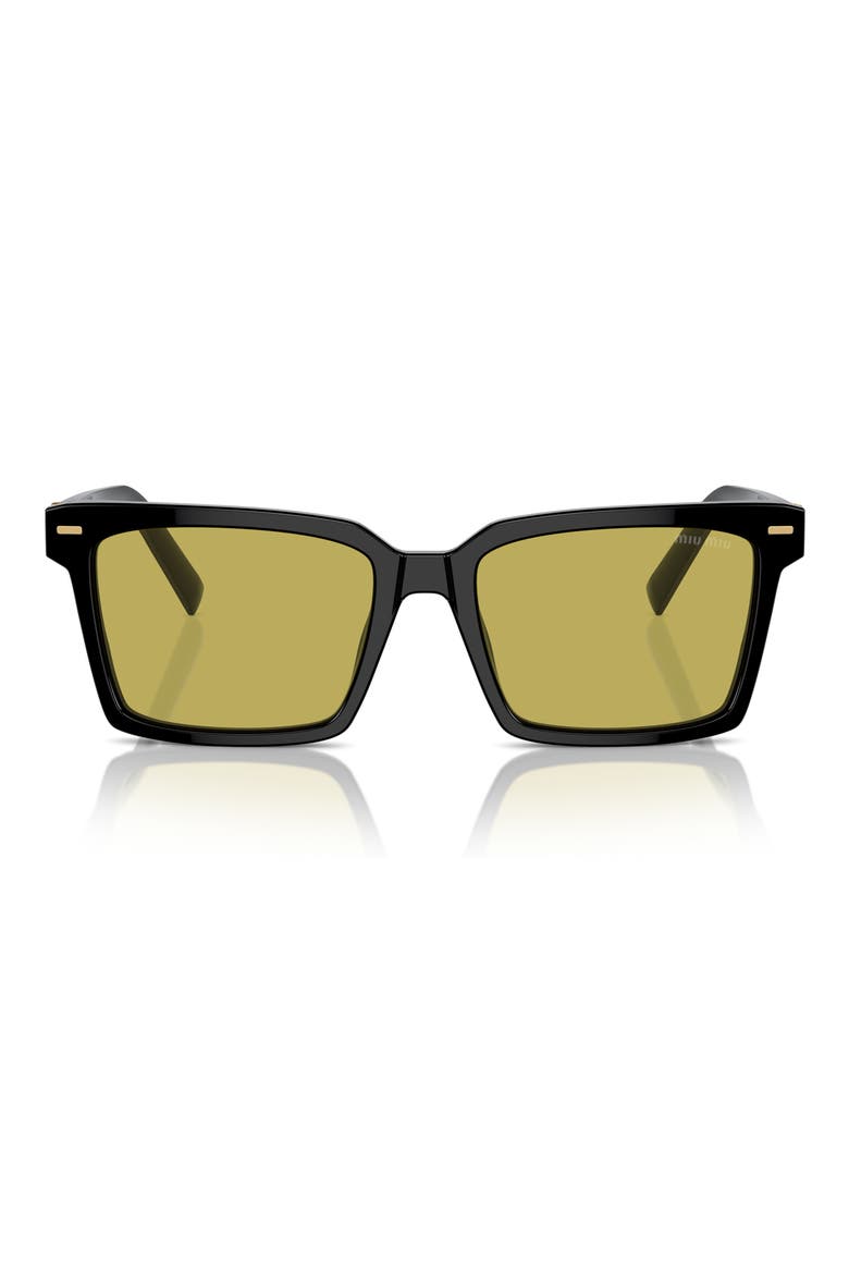 55mm Rectangular Sunglasses, Alternate, color, BLACK