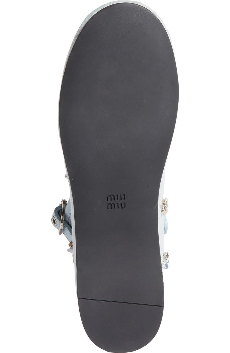 Miu Miu Crystal Embellished Canvas Mary Jane Ballet Flat, Alternate, color,