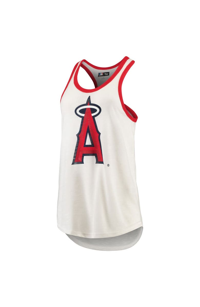 G-III 4HER BY CARL BANKS Women's G-III 4Her by Carl Banks White Los Angeles Angels Tater Racerback Tank Top, Alternate, color,