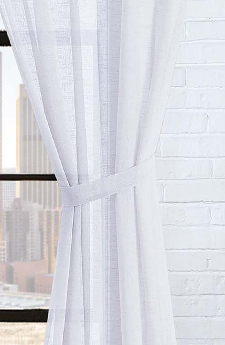 Lucky Brand Onyx Textured Sheer Set of 2 Curtain Panels, Alternate, color, White