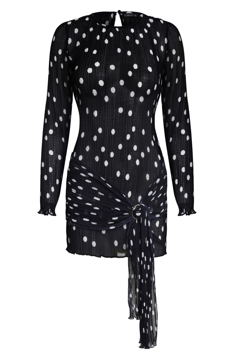 LIONESS Ford Long Sleeve Dot Minidress, Alternate, color, Noir Polka