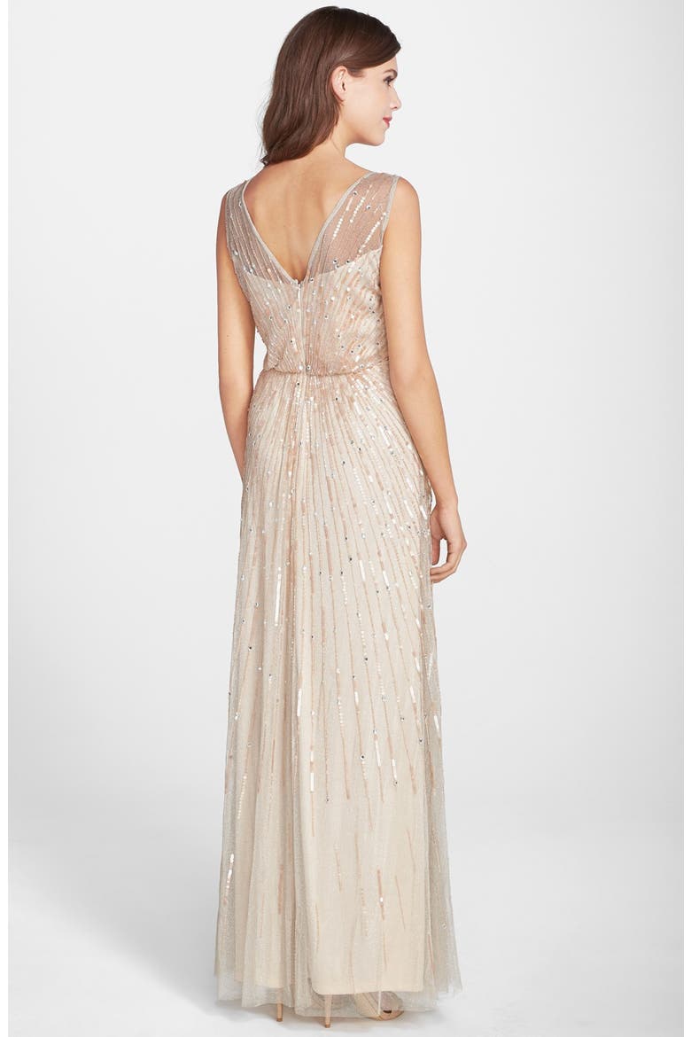 Beaded Blouson Gown, Alternate, color, BLUSH