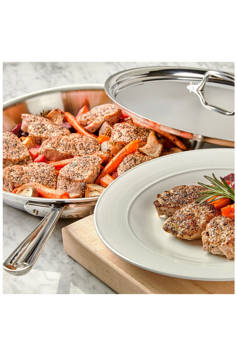 D3 12-Inch Stainless Steel Fry Pan with Lid, Alternate, color, STAINLESS