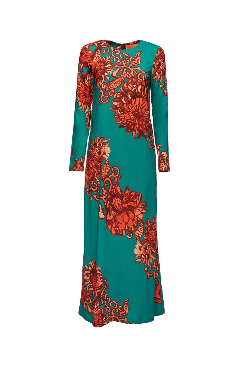 La DoubleJ Long Sleeve Swing Dress Anemone Ghirlanda Green, Alternate, color, Anemone Ghirlanda Green