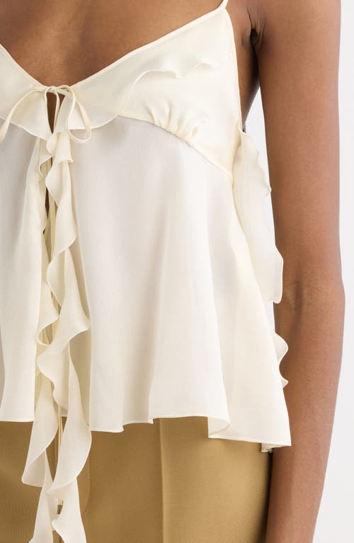 Chloé Ruffled Tie-front Silk-chiffon Top In Dusty White