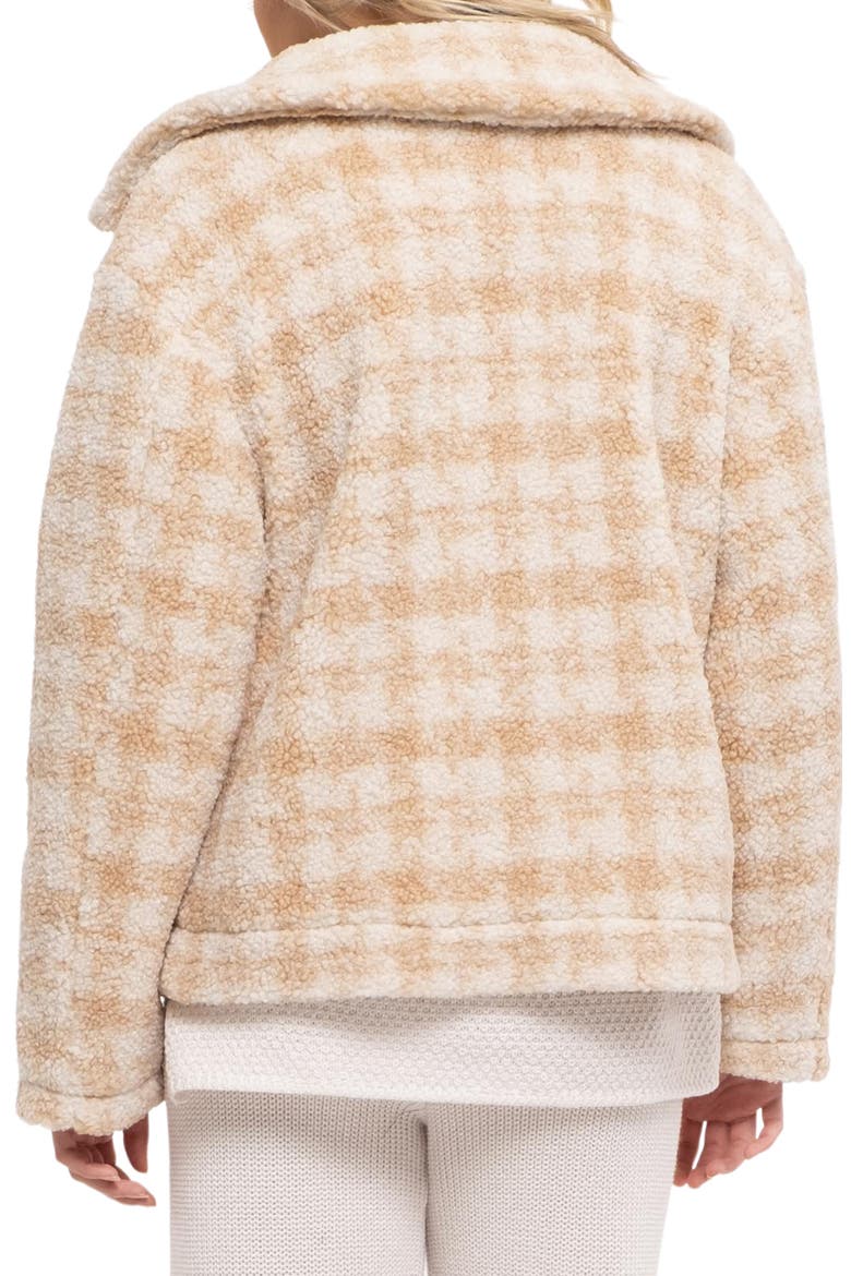 Houndstooth Faux Shearling Jacket, Alternate, color, BEIGE