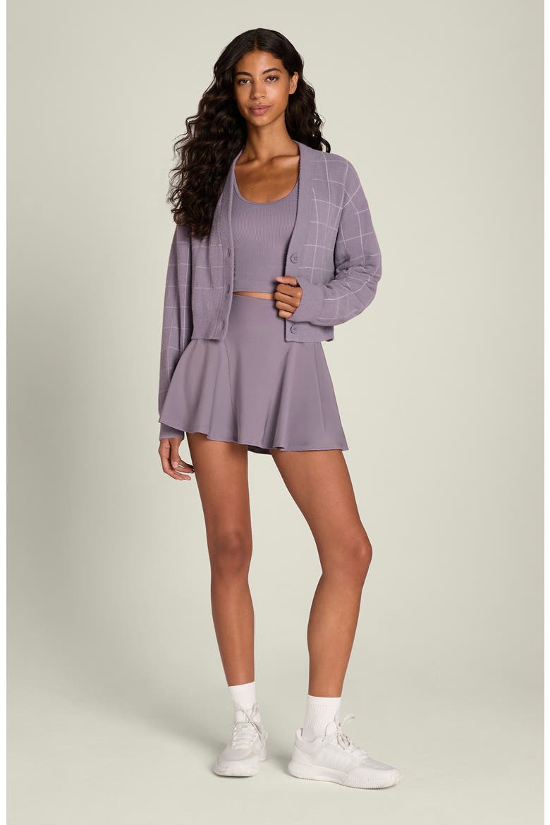 Throwback Crop Cardigan, Alternate, color, PURPLE ASH