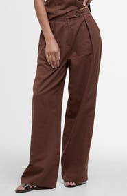 Barbour Lucy Pleated High Waist Cotton & Linen Pants