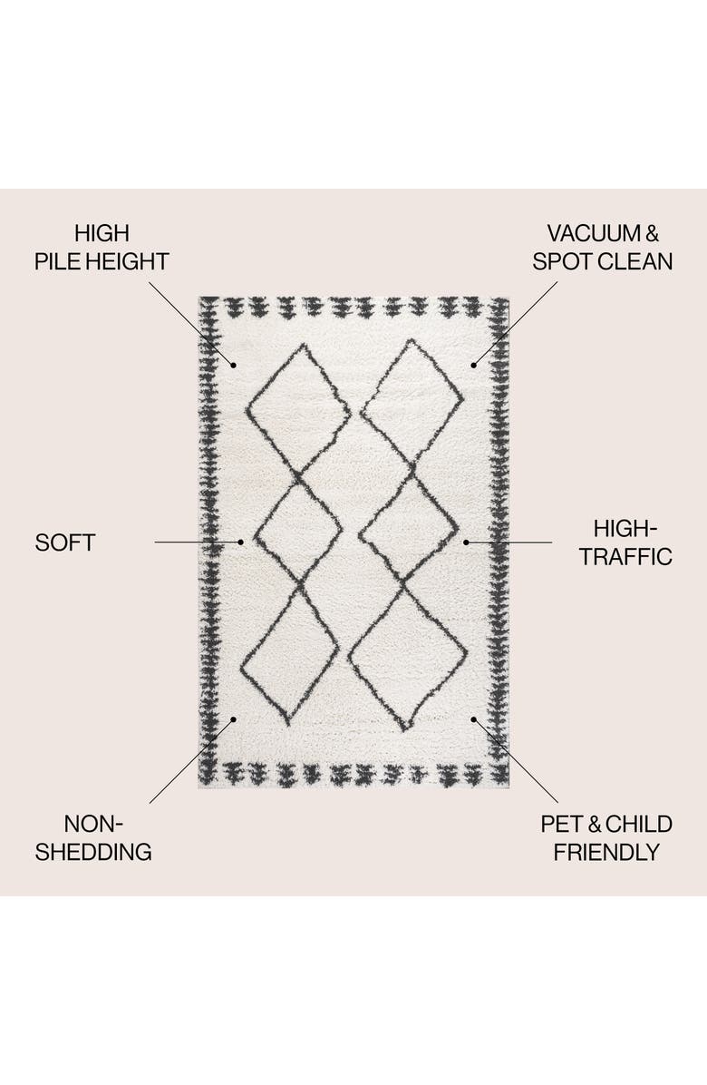 JONATHAN Y Calvia Moroccan Diamond Shag Area Rug, Alternate, color, White/Gray