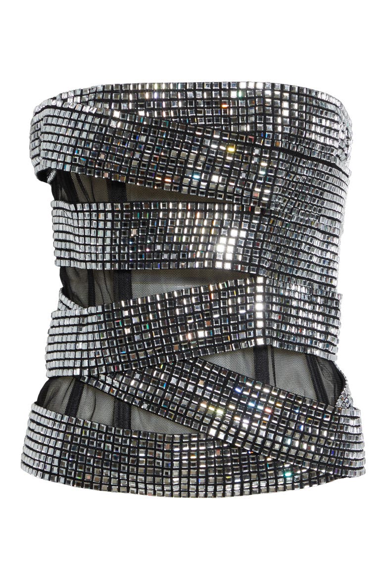 Disco Ball Strapless Top, Alternate, color, BLACK