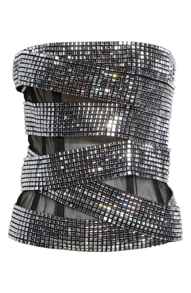 Area Disco Ball Strapless Top, Main, color, Black