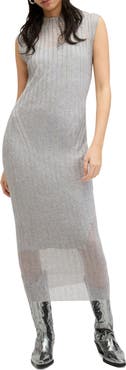 AllSaints Patrice Cap Sleeve Rib Midi Sweater Dress