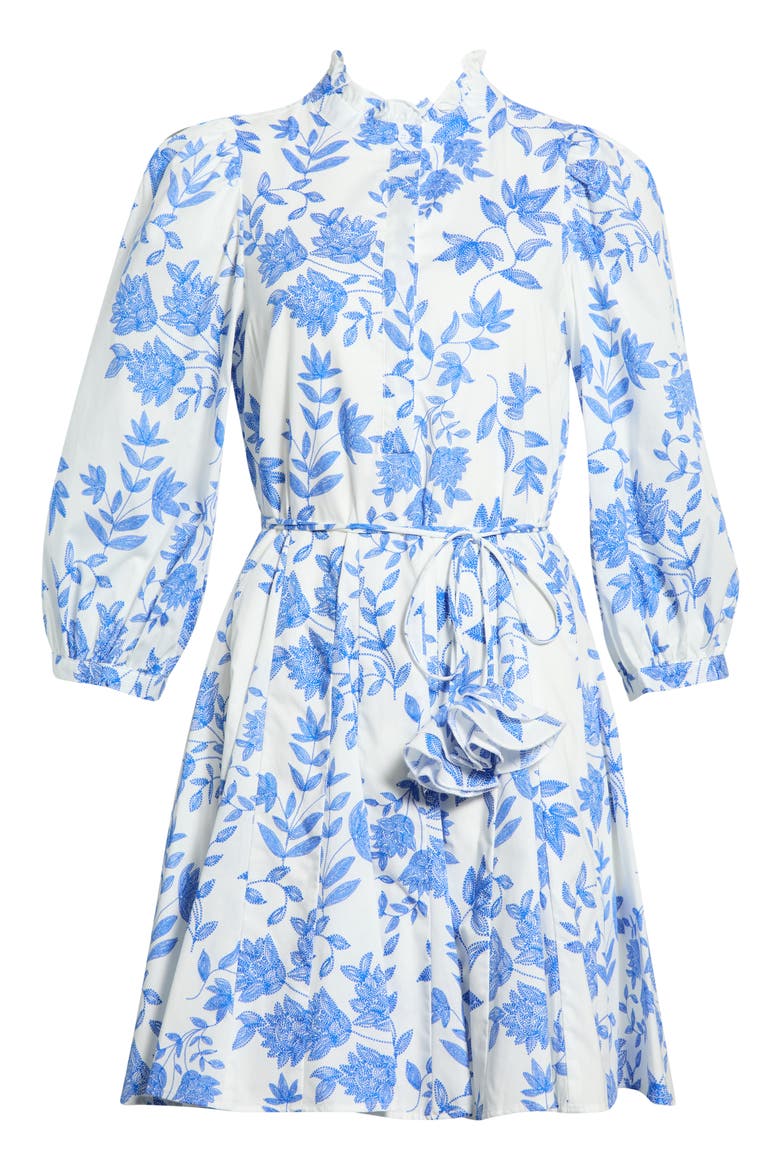 Nesta Godet Dress, Alternate, color, BLUE-WHITE