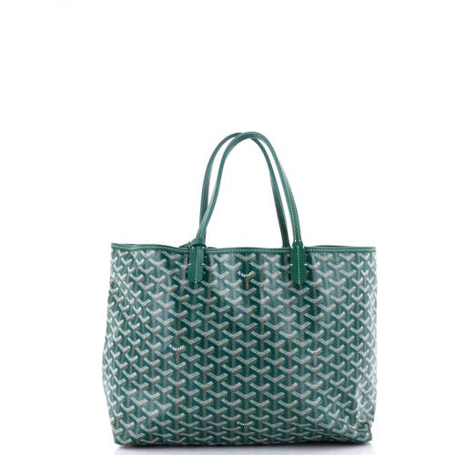 Pre-owned Goyard  Goyard Saint Louis Tote Coated Canvas Xxl In Green