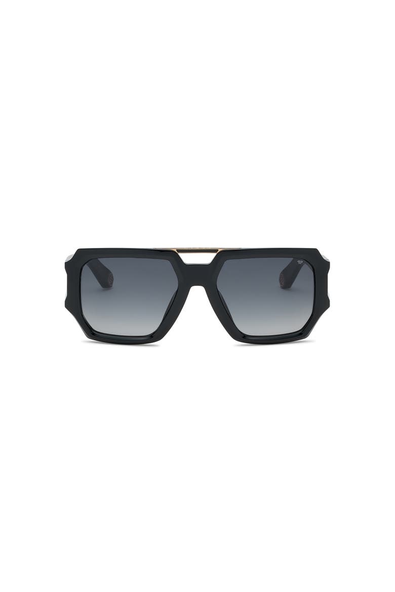 Double Bridge Pilot Sunglasses Men, Main, color, black